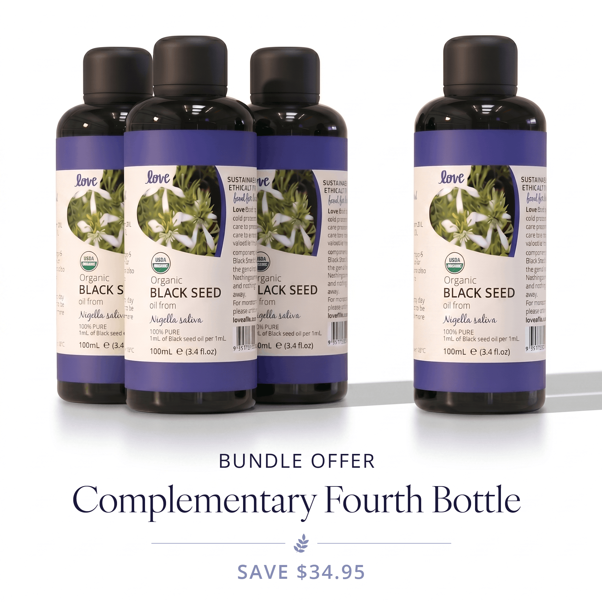 Organic Black Seed Oil — Buy 3, Get 4 Bundle (4 × 100ml)