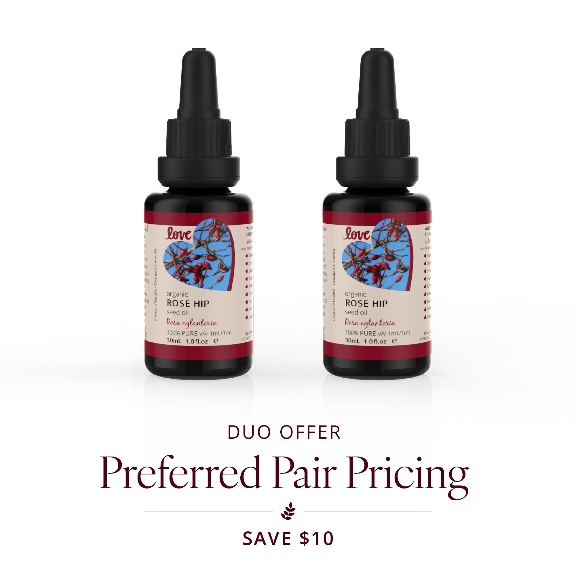 Organic Cold-Pressed Rosehip Oil from Lesotho — Duo Pack (2 × 30ml)