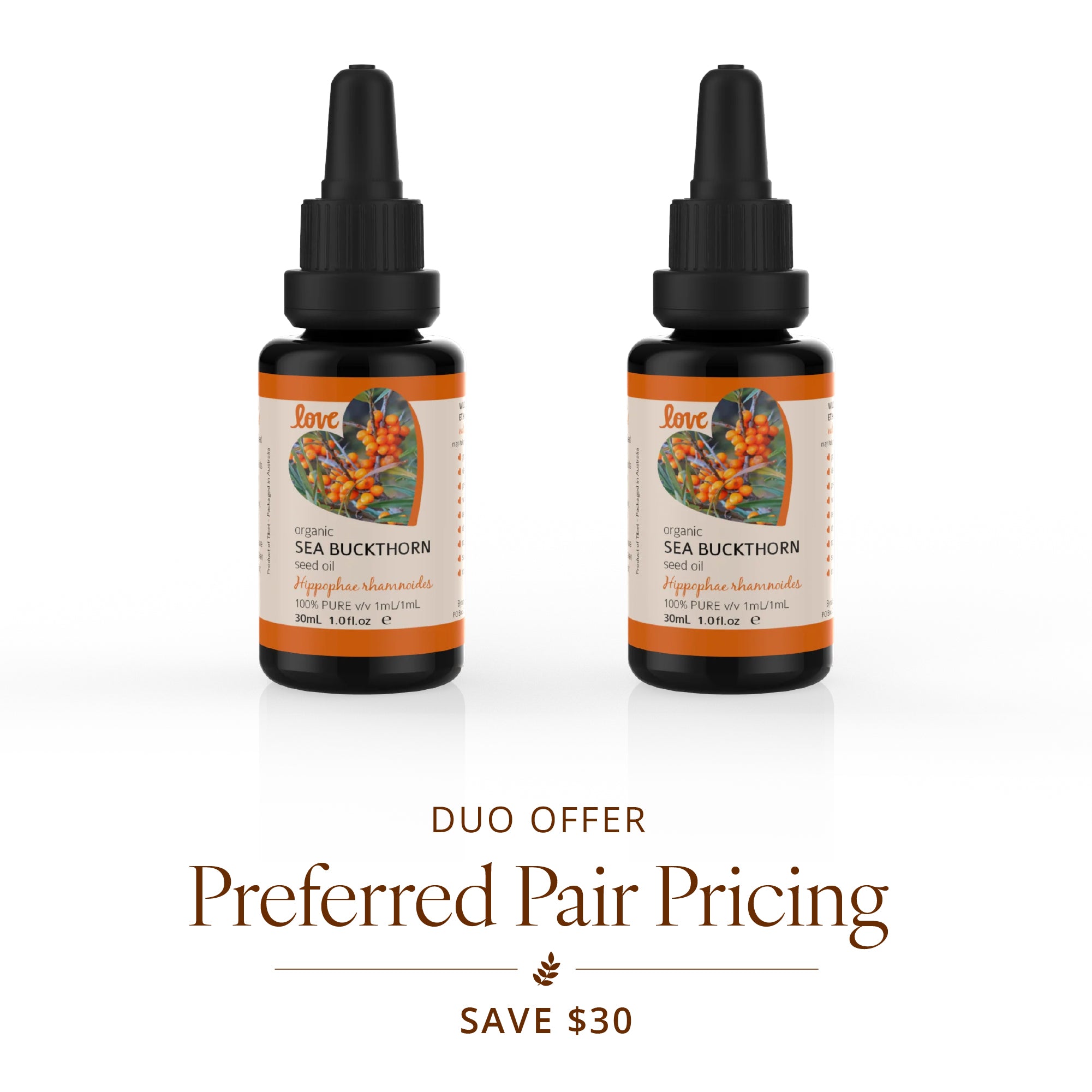 Organic Tibetan Sea Buckthorn Seed Oil — Duo Pack (2 × 30ml)